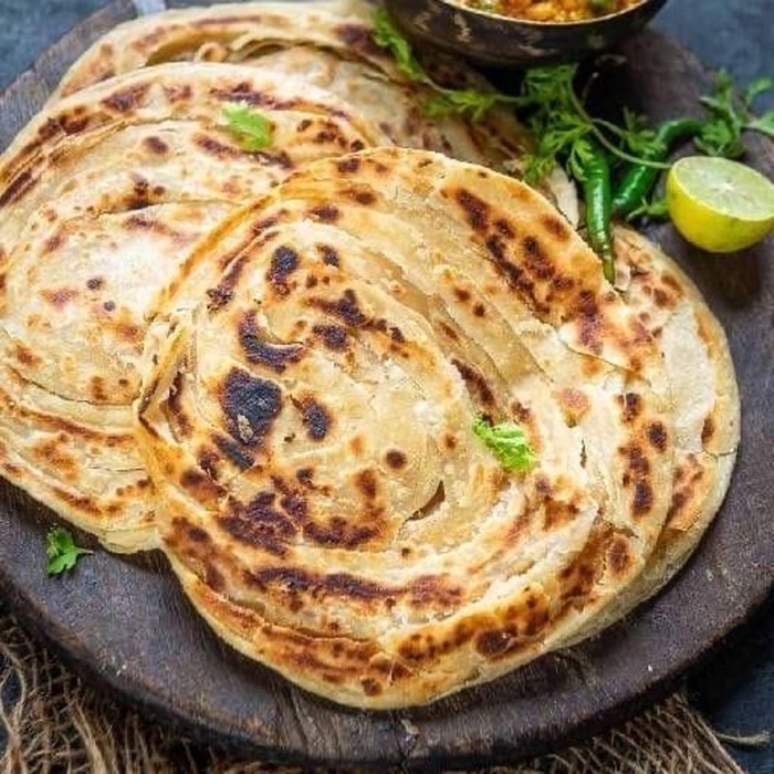 Flaky layered lacha parathas